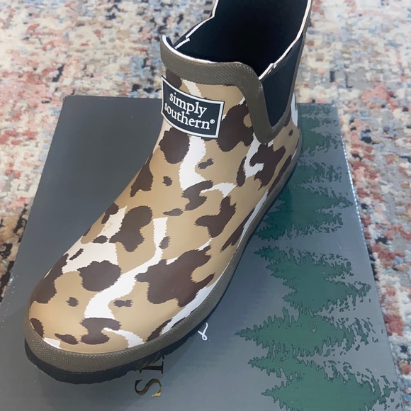 Simply Southern Rain Boots Cow Print 